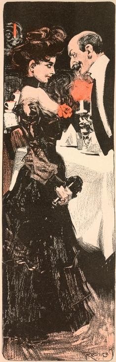 Ferdinand von Reznicek, Konversation  (Flirt,Jugendstil,Kavalier (Person),Österreichische Kunst,Riechen,Paar,Geruch,Galanterie,Kompliment,Halbwelt,Duft,Nase,Charmeur,Frivolität)