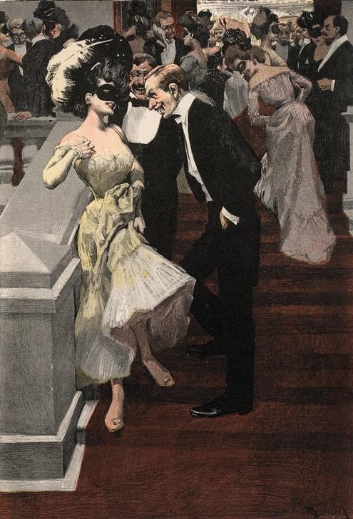 Ferdinand von Reznicek, Bal pare (Ball (Gesellschaft),Flirt,Jugendstil,Masken- Und Kostümbälle,Österreichische Kunst,Halbwelt,Charmeur,Schlagfertigkeit,Frivolität)