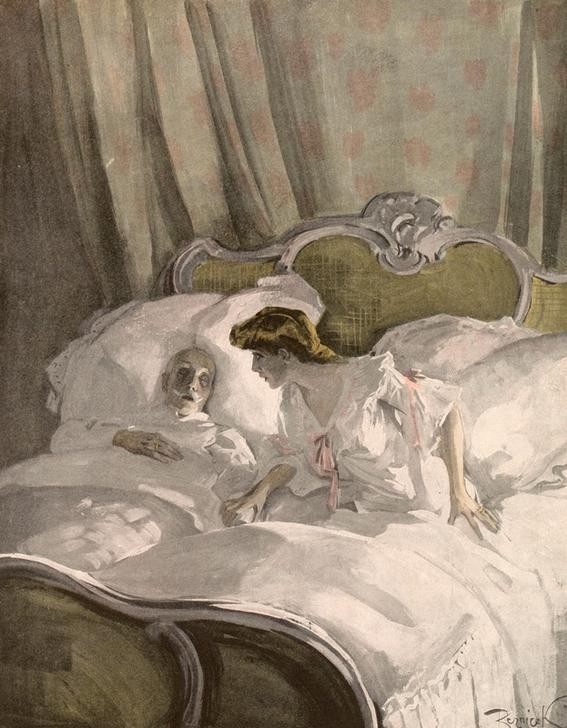 Ferdinand von Reznicek, Otto, hat denn dir deine Mama nichts gesagt? (Bett,Frau,Jugendstil,Mann,Ungleiches Paar,Greis,Bürgertum,Geldheirat,Österreichische Kunst,Jugend Und Alter,Gesellschaftskritik,Bettwäsche,Alter Mann,Junge Frau,Schlafen (Schlaf))