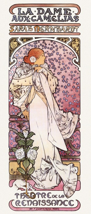 Alfons Maria Mucha, The Lady of the Camellias (Liebe,Literatur,Schauspielerin,Blume,Diva)