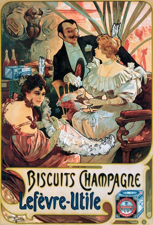 Alfons Maria Mucha, Biscuits Champagne (Jugendstil,Lebensmittelindustrie,Werbung,Belle Epoque)