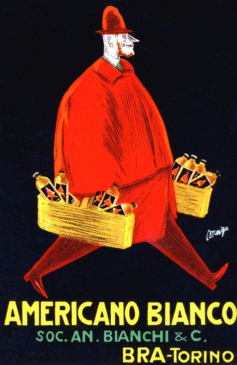 Achille Mauzan, Unbekannt (Plakat, Werbung,Getränk, Aperitiv, Mann, stark, Flaschenträger, Bianco, Asti, italienische Küche, Nostalgie, Küche, Bar, Restaurant, Gastronomie, Wunschgröße)