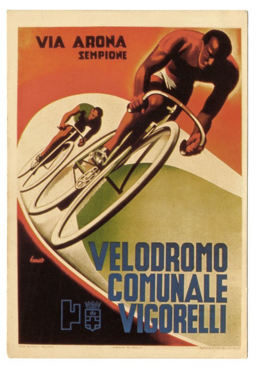 Gino Boccasile, Unbekannt (Sport, Radrennen, Velodrom, Radfahrer, Rennrad, Italien, Werbung, Plakatkunst, Nostalgie, Wunschgröße)