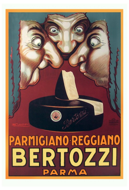 Achille Mauzan, Unbekannt (Plakat, Werbung, Köpfe, große nasen, Käse, Geruch, Parmesan, Bertozzi, italienische Küche, Nostalgie, Küche, Restaurant, Gastronomie, Wunschgröße)