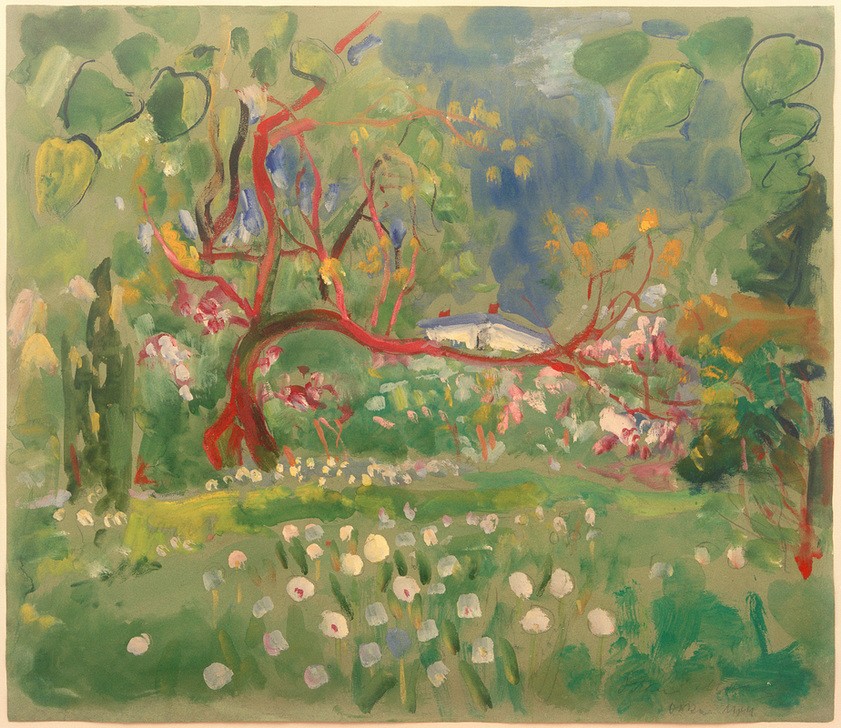 Oskar Moll, Frühling im Riesengebirge (Deutsche Kunst,Gebirge,Jahreszeiten,Kunst,Landschaft,Sezession,Frühling,Baum,Wiese,Polnische Kunst,Berliner Sezession,Deutscher Künstlerbund,Mittelgebirge,)