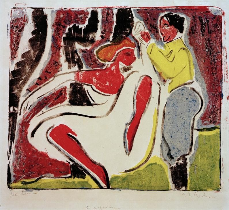 Ernst Ludwig Kirchner, Russisches Tänzerpaar (Deutsche Kunst,Musik,Tänzer,Tänzerin,Tanz,Volkskunde,Expressionismus,Die Brücke,Tanzpaar,Land Und Leute)