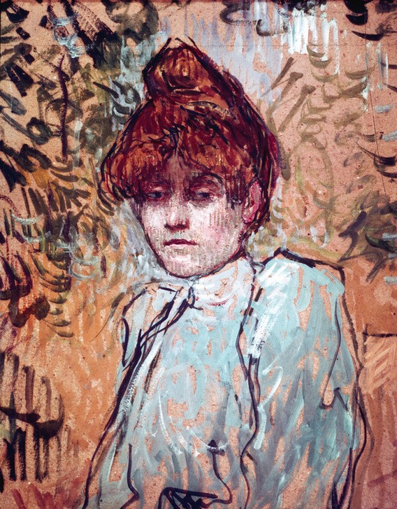 Henri de Toulouse-Lautrec, Rosa la Rouge (Frau,Kunst,Portrait,Französische Kunst,Rote Haare,Brustbild)