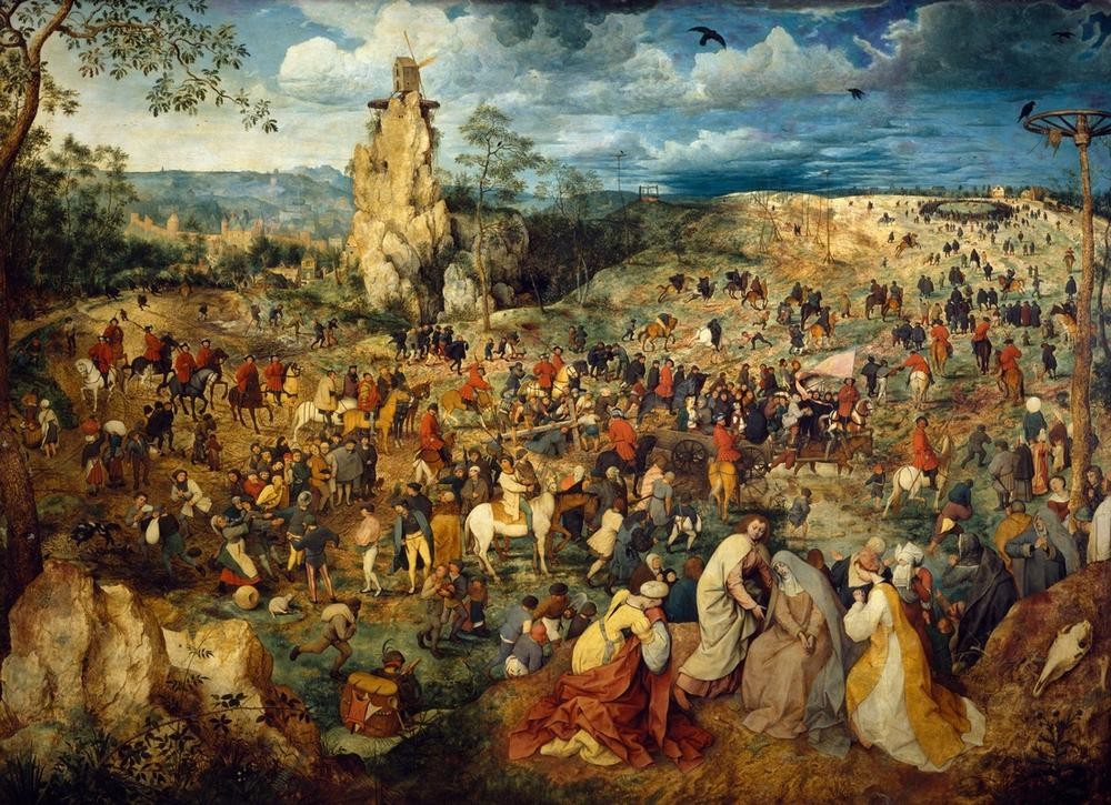 Pieter Brueghel der Ältere, Die Kreuztragung Christi (Christentum,Religion,Selbstbildnis,Renaissance,Neues Testament,Bibel,Kreuztragung,Niederländische Kunst,Passion Christi)