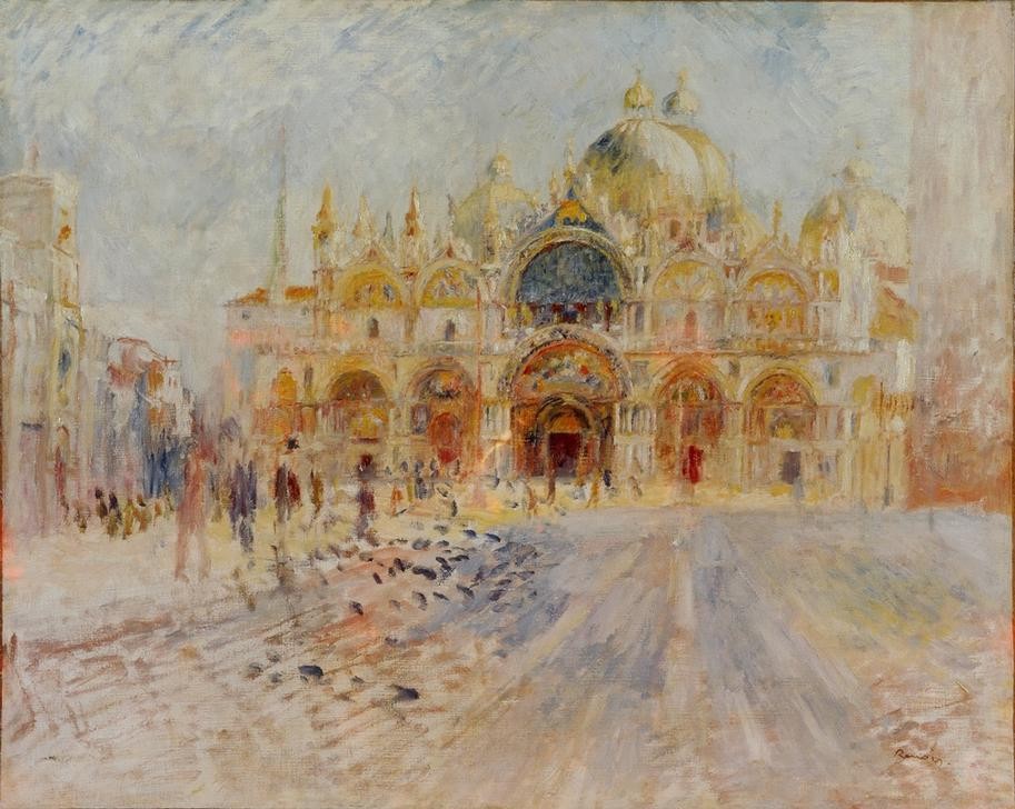 Pierre-Auguste Renoir, Place San Marco, Venise (Kirche,Kunst,Maler (Künstler),Impressionismus,Fassade,Vedute,Architekturdarstellung,Französische Kunst,Aussenansicht)
