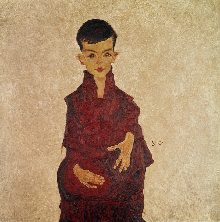 Egon Schiele, Rainerbub (Kind,Kunst,Mensch,Hand,Portrait,Österreichische Kunst,Knabe,Kniestück)