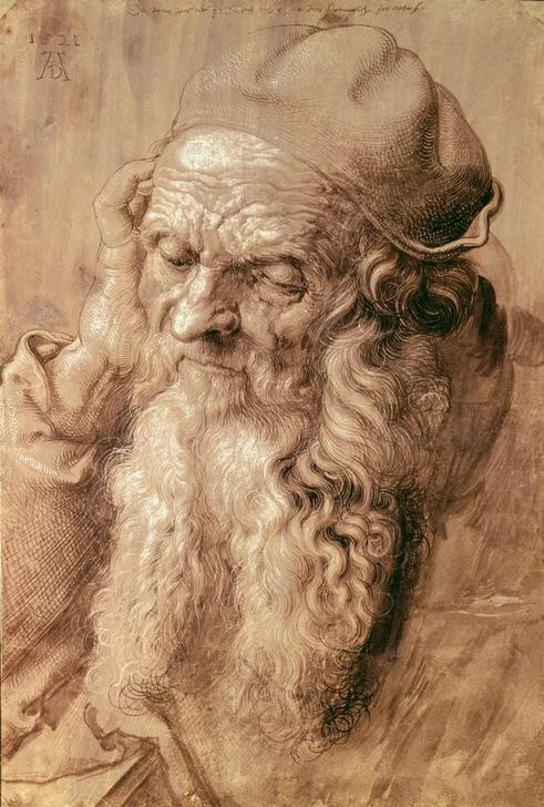 Albrecht Dürer, Der dreiundneunzigjährige Alte (Deutsche Kunst,Kunst,Lebensalter,Mann,Mensch,Alter,Bart,Renaissance,Portrait,Greis,Studie,Vollbart,Alter Mann,Falten (Physiognomie))