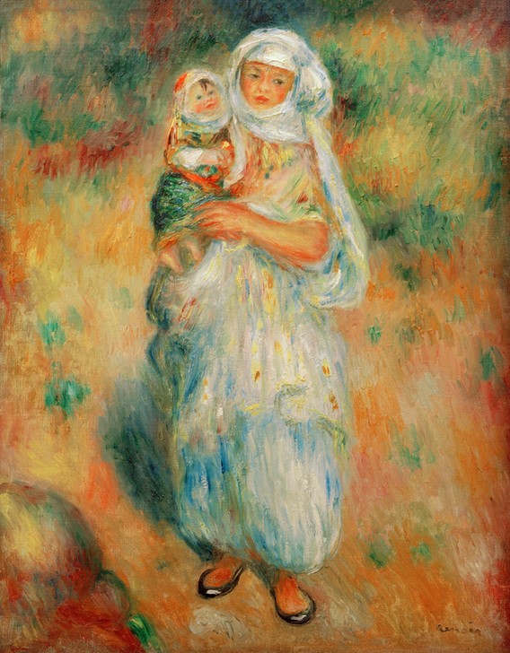 Pierre-Auguste Renoir, Algerierin mit Kind (Mutter Und Kind,Völkerkunde,Impressionismus,Orientalismus,Kleinkind,Französische Kunst,Tragen,Frau Im Islam,Junge Frau,Land Und Leute,Islamische Länder,Islamische Welt)