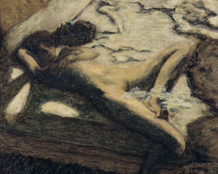 Pierre Bonnard, Femme assoupie su un lit, ou L’indolente (Bett,Erotik,Frau,Kunst,Impressionismus,Akt,Langeweile,Französische Kunst,Trägheit,Laszivität,Faulheit,Nabis,Nichtstun,Liegen,Schlafen (Schlaf),Indolenz,Ausschnitt)