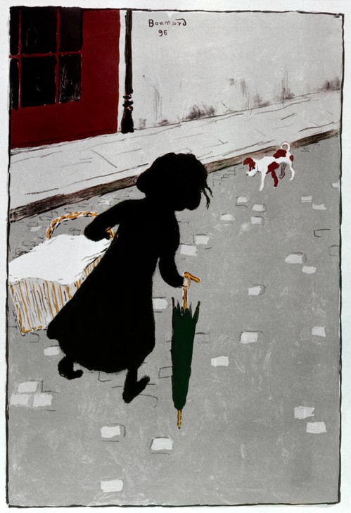 Pierre Bonnard, Die kleine Wäscherin (Kind,Mädchen,Strassenszene,Szene,Regenschirm,Gepäck,Französische Kunst,Wäschekorb,Jahrhundertwende,Passantin,Wäscherin)
