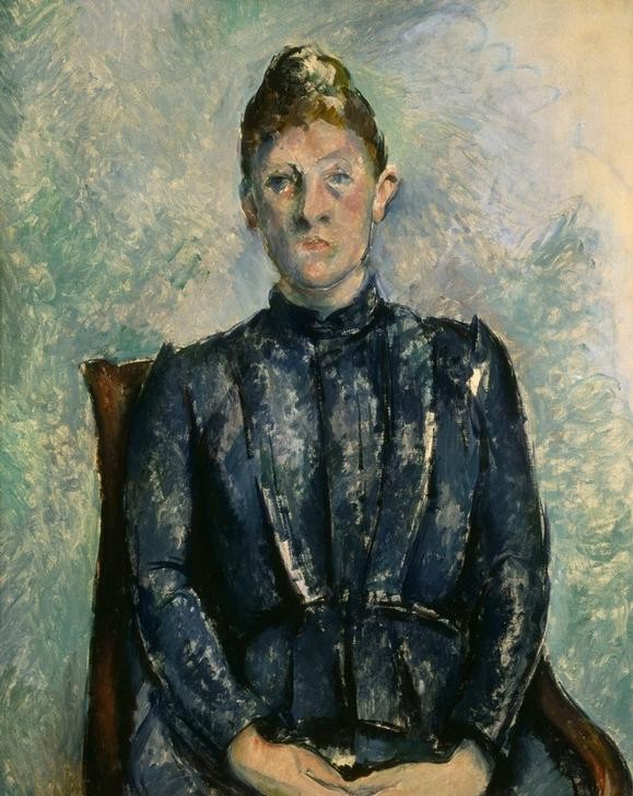 , Portrait de Madame Cézanne (Frau,Maler (Künstler),Impressionismus,Ehefrau Von Berühmten,Portrait,Künstlerfrau,Französische Kunst,Haarknoten,Halbfigur,Hände Im Schoss,Person)