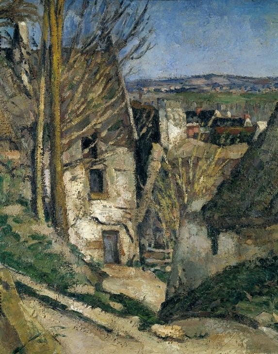 Paul Cézanne, La maison du pendu, à Auvers (Dorfstrasse,Dorf,Haus,Kunst,Landschaft,Impressionismus,Französische Kunst,Ausschnitt)