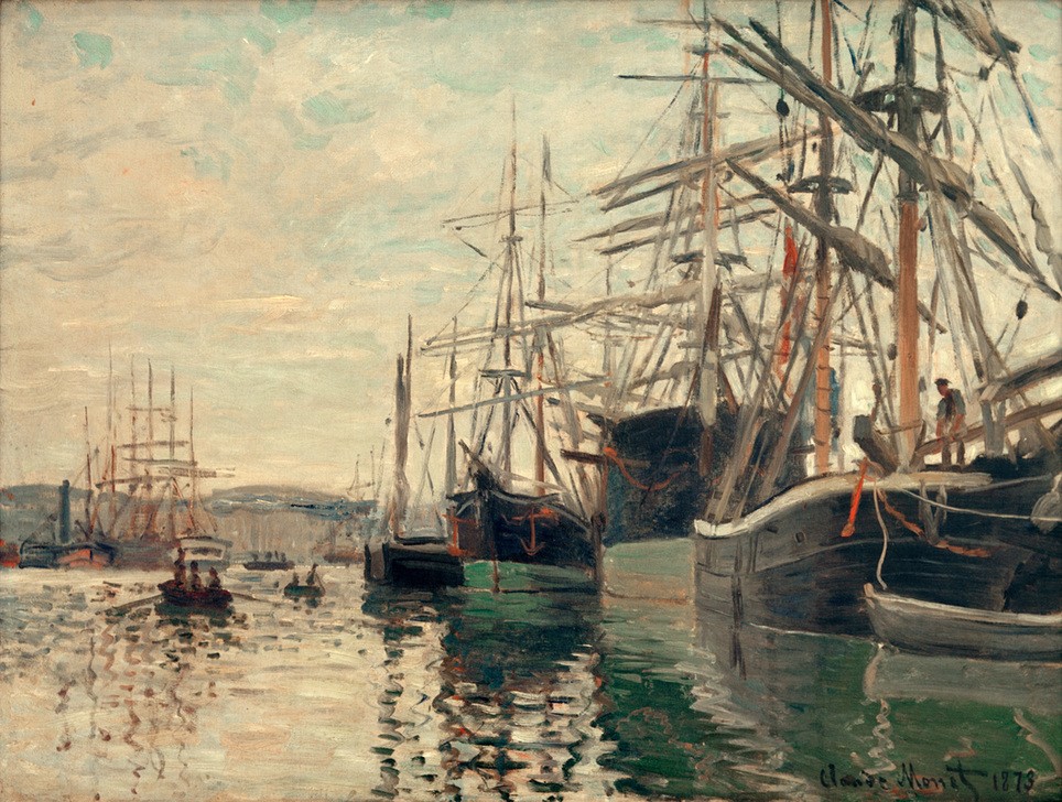 Claude Monet, Der Hafen von Rouen (Geographie,Hafen,Segelschiff,Impressionismus,Französische Kunst,Topographie,Schifffahrt)