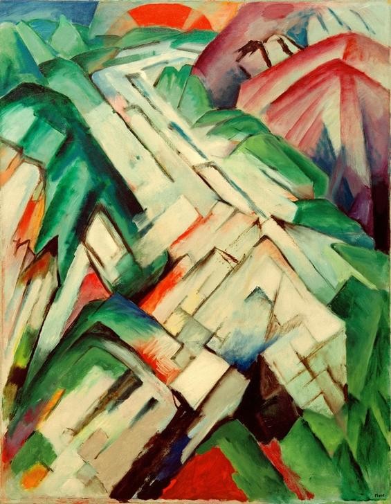 Franz Marc, Steiniger Weg (Gebirge / Landschaft) (Deutsche Kunst,Gebirge,Kunst,Landschaft,Expressionismus,Der Blaue Reiter,Weg)