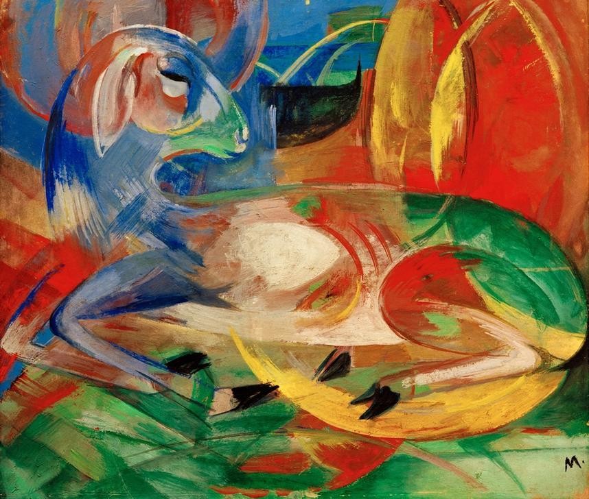 Franz Marc, Blaues Lamm (Schaf, Lamm, Tier,abstrahiert, klassische Moderne, Expressionismus, Wohnzimmer, Treppenhaus, Wunschgröße)