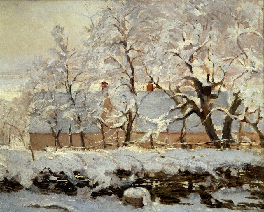 Claude Monet, La pie (Die Elster) (Bauernhaus,Jahreszeiten,Landschaft,Wetter,Winter,Elster,Impressionismus,Schnee,Schatten,Französische Kunst,Ausschnitt)