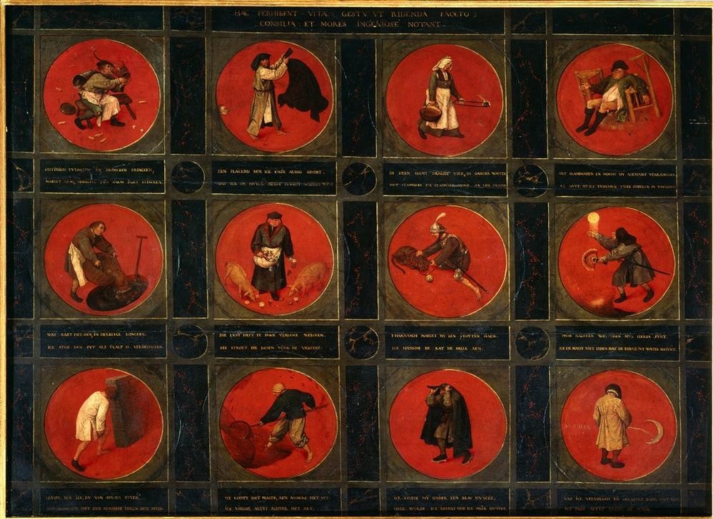 Pieter Brueghel der Ältere, Zwölf flämische Sprichwörter (Flämische Kunst,Kunst,Literatur,Sprichwort,Renaissance,Tondo,Sprichwörter Und Redensarten)