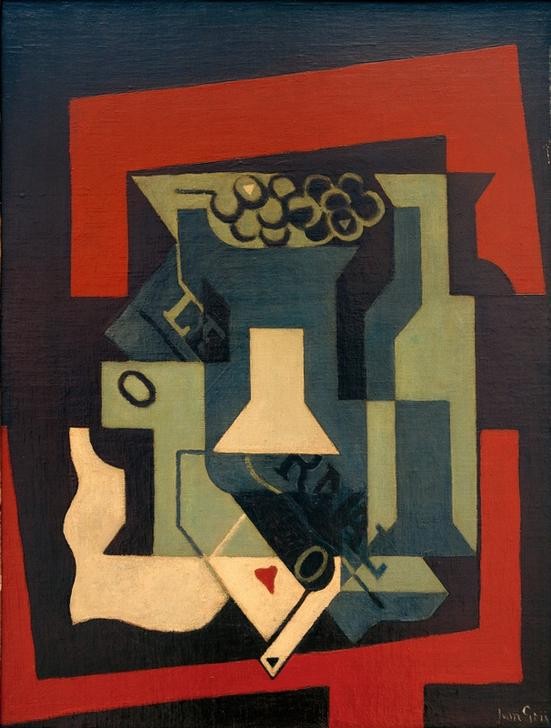 Juan Gris, Karaffe und Fruchtschale (Kunst,Kubismus,Stillleben,Schale (Gefäss),Spanische Kunst,Obstschale,Gefäss,Karaffe)