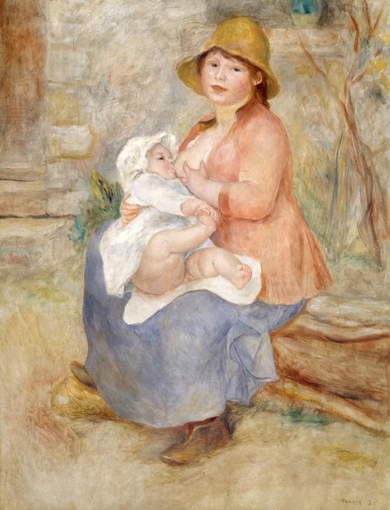 Pierre-Auguste Renoir, Maternité. L’Enfant au sein (Baby,Maler (Künstler),Mutter Und Kind,Impressionismus,Stillen,Mutter Und Sohn,Französische Kunst,Menschen Im Garten,Mutterglück,Person)