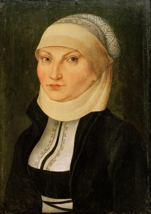 Lucas Cranach der Ältere, Katharina von Bora (Deutsche Kunst,Frau,Geschichte,Kopfbedeckung,Mode,Reformation,Renaissance,Ehefrau Von Berühmten,Portrait,Haube,Brustbild,Person)