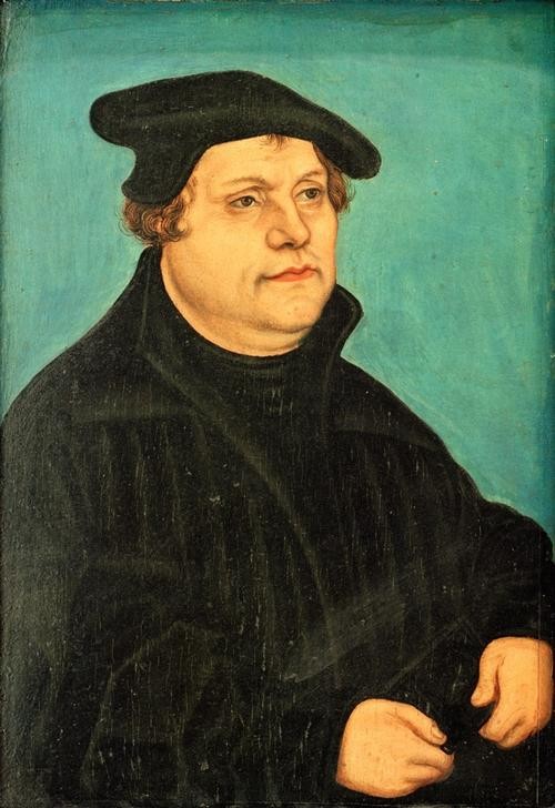 Lucas Cranach der Ältere, Bildnis Martin Luthers (Deutsche Kunst,Evangelische Kirche,Geschichte,Kopfbedeckung,Kunst,Mann,Mode,Reformation,Reformator,Renaissance,Portrait,Theologie,Barett,Protestant,Brustbild,Halbprofil,Person)