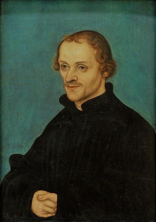 Lucas Cranach der Ältere, Philipp Melanchthon (Christentum,Deutsche Kunst,Mann,Reformation,Religion,Renaissance,Portrait,Theologie,Humanismus,Brustbild,Person)