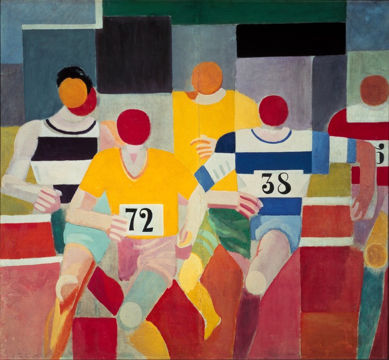 Robert Delaunay, Les coureurs (Sportler,Mann,Sport,Wettlauf,Leichtathlet,Französische Kunst,Trikot,Sportbekleidung,Läufer,Leichtathletik,Orphismus,Nummer)