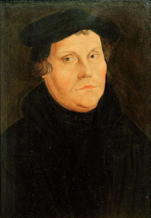 Lucas Cranach der Ältere, Martin Luther (Christentum,Deutsche Kunst,Evangelische Kirche,Geschichte,Kopfbedeckung,Mann,Reformation,Reformator,Religion,Renaissance,Portrait,Barett,Brustbild,Person)