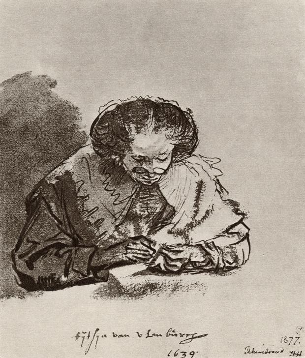 Rembrandt Harmenszoon van Rijn, Portrait der Titia van Uylenburgh (Frau,Handarbeit,Barock,Portrait,Niederländische Kunst,Holländische Kunst,Schwester Von Berühmten,Brustbild,Person)