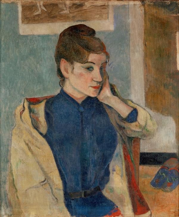Paul Gauguin, Madeleine Bernard (Frau,Kosmetik,Mode,Portrait,Bluse,Französische Kunst,Lidstrich,Blau,Schwester Von Berühmten,Synthetismus,Kopf Stützen,Schule Von Pont-Aven,Frisur)