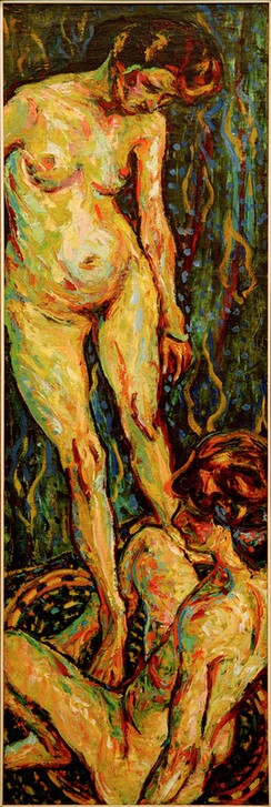 Ernst Ludwig Kirchner, Aktgruppe II (Deutsche Kunst,Frau,Kunst,Akt,Expressionismus,Die Brücke,Ganzfigurig,Postimpressionismus)