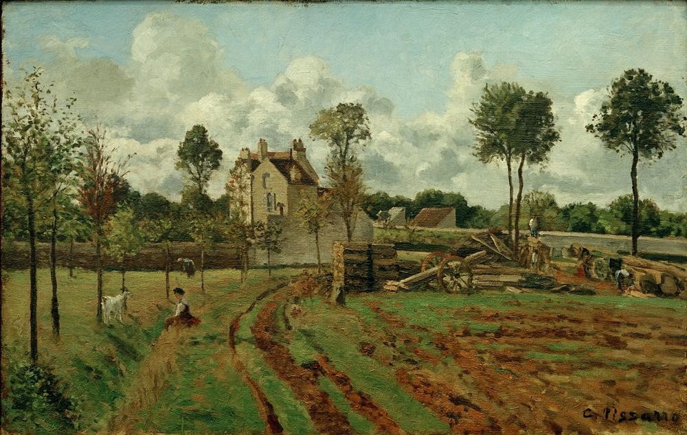 Camille Pissarro, Paysage, Pointoise (Kunst,Landschaft,Wolke,Impressionismus,Fluss,Französische Kunst)