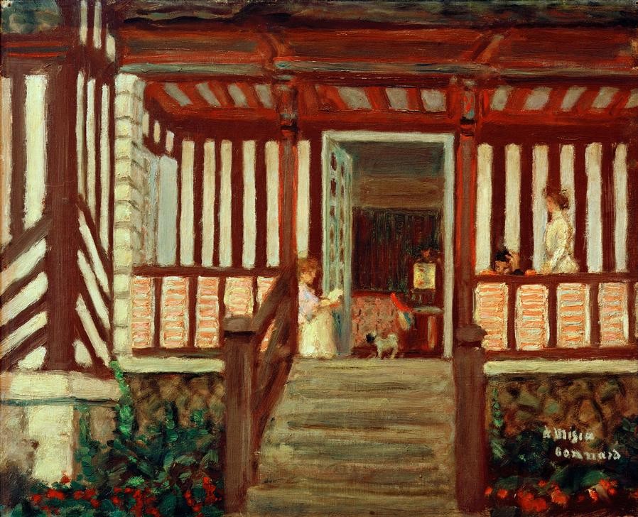Pierre Bonnard, La Maison de Misia (La véranda) (Haus,Pianistin,Wohnhaus (Allgemein),Wohnhaus Von Berühmten,Impressionismus,Architekturdarstellung,Französische Kunst,Veranda,Frauenleben,Person)