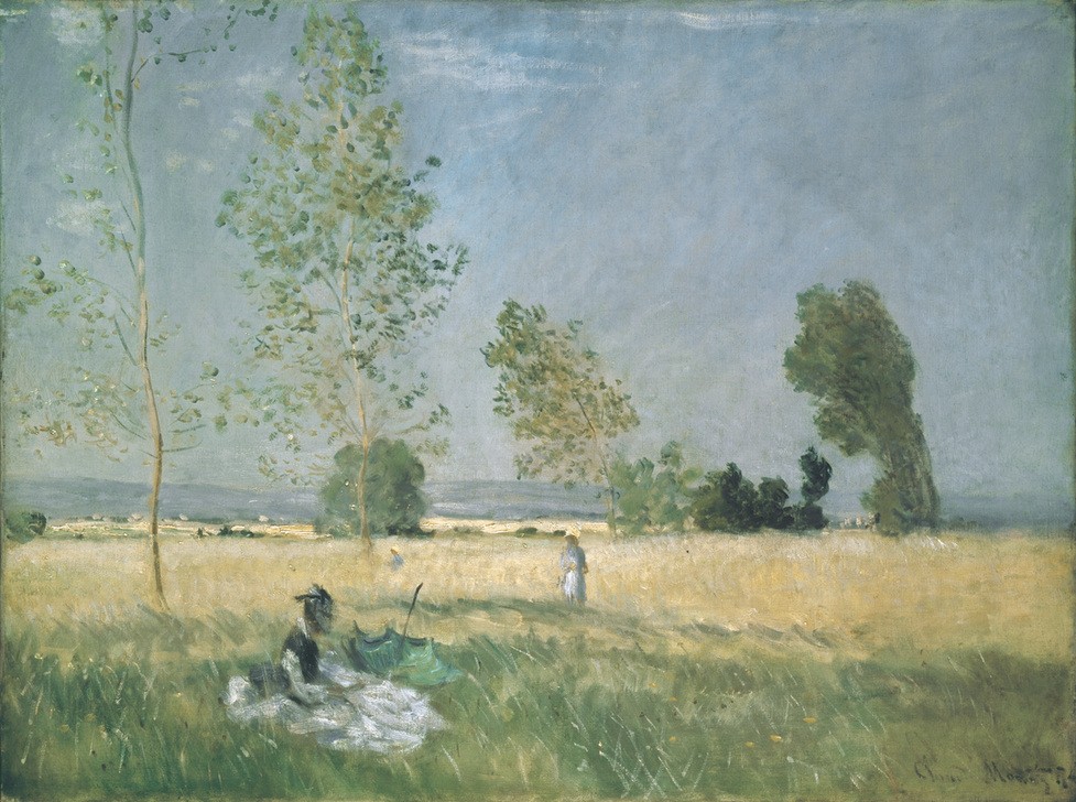 Claude Monet, Sommer (Frau,Jahreszeiten,Küste,Landschaft,Sommer,Spaziergang,Impressionismus,Wiese,Sonnenschirm,Wind,Französische Kunst,Ausruhen)