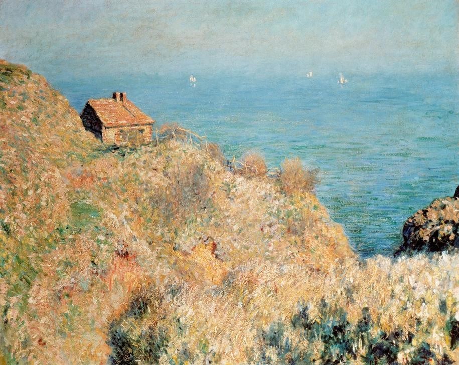 Claude Monet, La Maison du pêcheur, Varengeville (Fischer,Haus,Küste,Landschaft,Hütte,Impressionismus,Wiese,Französische Kunst,Zöllner,Fischerhaus)