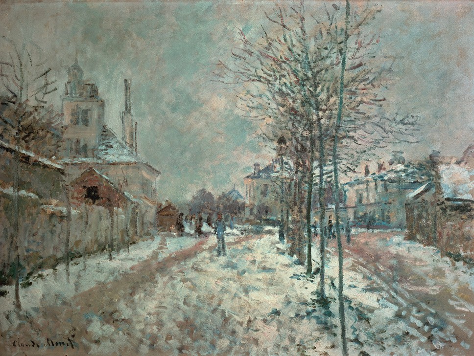 Claude Monet, Le Boulevard de Pontoise à Argenteuil, neige (Architektur,Jahreszeiten,Winter,Impressionismus,Kleinstadt,Französische Kunst,Vorort,Menschenleere)