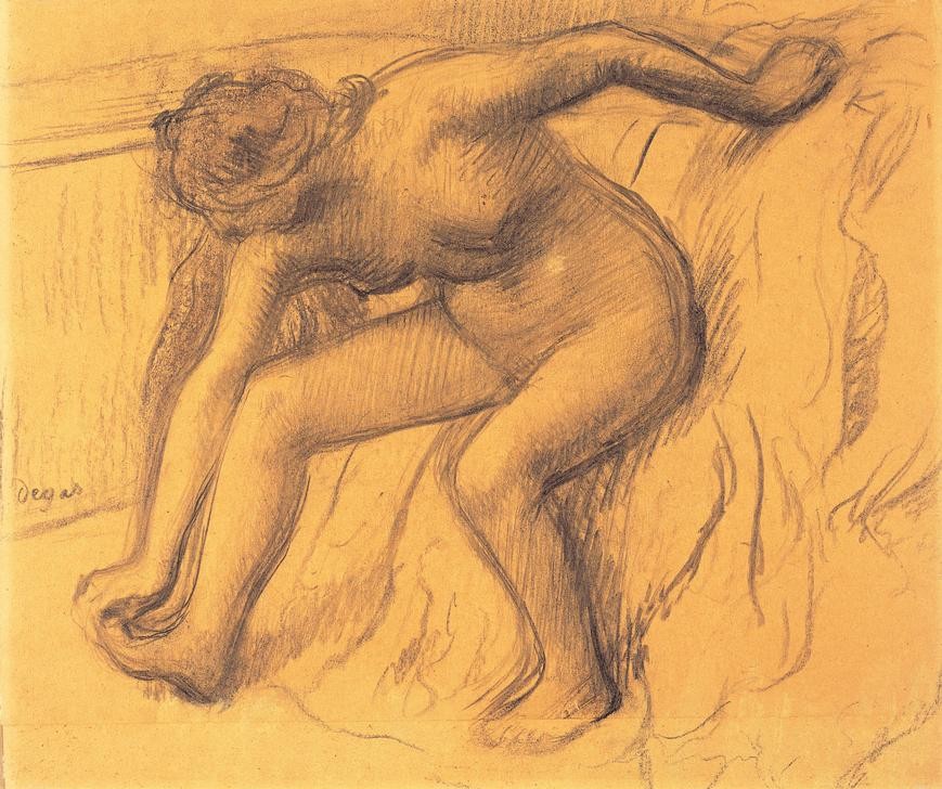 Edgar Degas, Nach dem Bad (Körperpflege,Bad,Frau,Kunst,Impressionismus,Akt,Französische Kunst,Handtuch,Abtrocknen,Intimsphäre,Ganzfigurig)