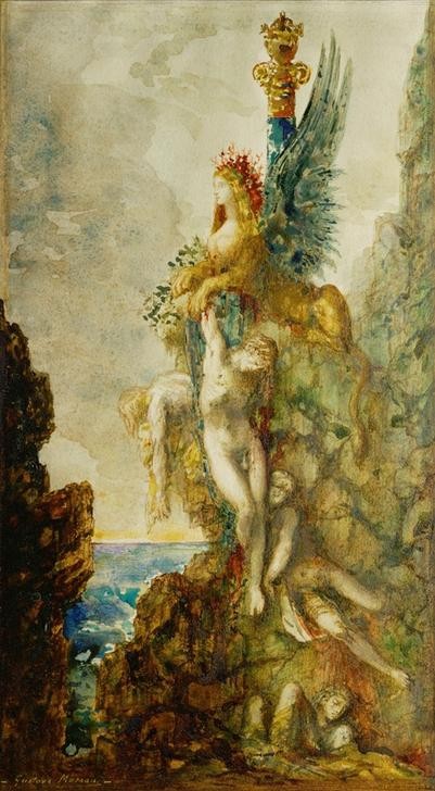 Gustave Moreau, Le Sphinx (Vainqueur) (Griechische Kunst,Leiche,Mythologie,Sphinx,Symbolismus,Femme Fatale,Kannibalismus,Sieg (Erfolg),Vatermord,Triumph,Rätsel,Französische Kunst,Eroberung,Tier,Menschenfresser (W M),Griechisch-Römische Mythologie)