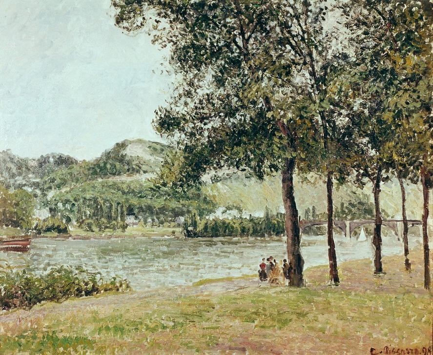 Camille Pissarro, Der Coursla-Reine in Rouen, temps gris (Landschaft,Impressionismus,Schule Von Barbizon,Französische Kunst,Jahrhundertwende)