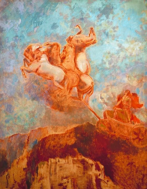 Odilon Redon, Der Wagen des Apoll (Mythologie,Pferd (Tier),Pferdewagen,Symbolismus,Französische Kunst,Jahrhundertwende,Griechisch-Römische Mythologie)