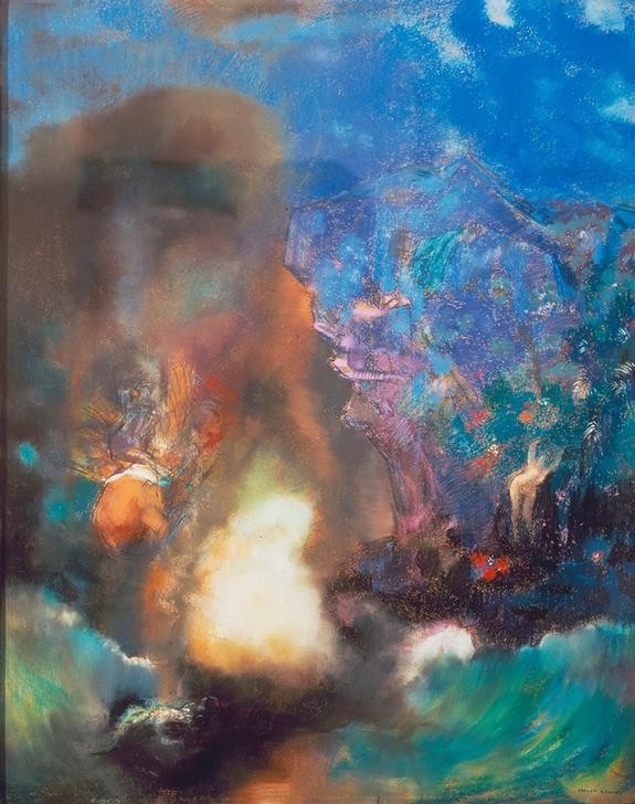 Odilon Redon, Roger und Angelica (Held,Literatur,Ritter,Symbolismus,Kampf Zwischen Mensch Und Tier,Gefangenenbefreiung,Französische Kunst,Kampf,Epos,Jahrhundertwende)