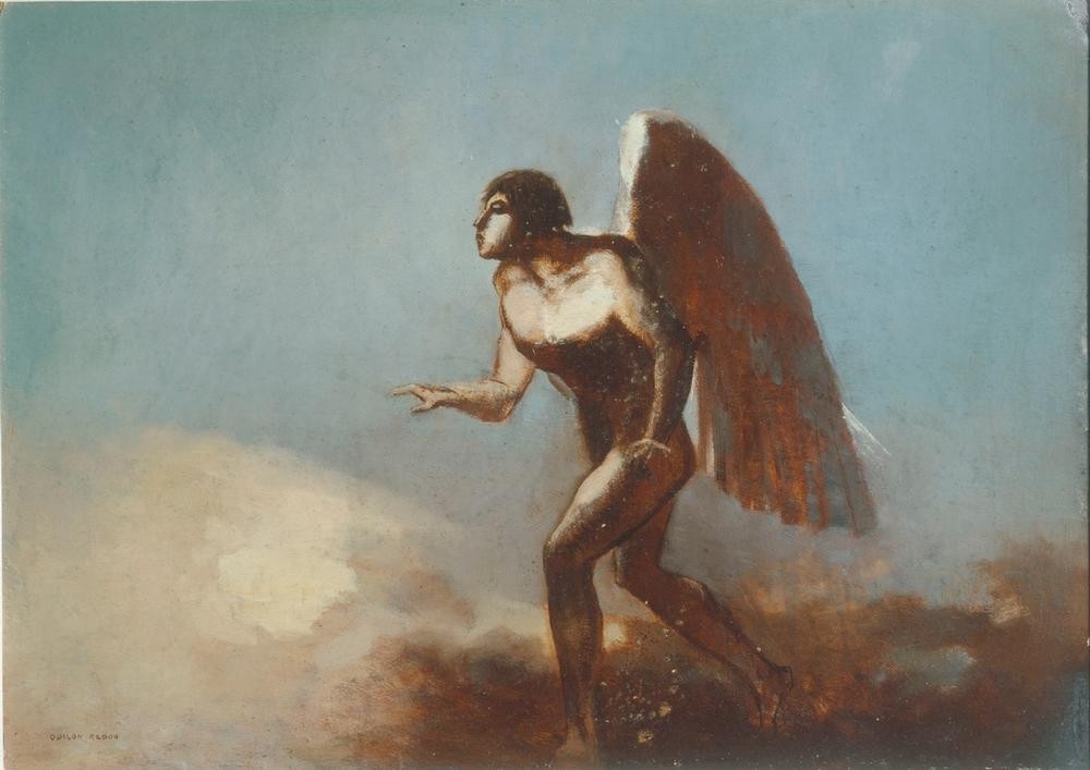 Odilon Redon, Ohne Titel (Christentum,Engel,Laufen,Mann,Französische Kunst,Flügel (Schwinge))