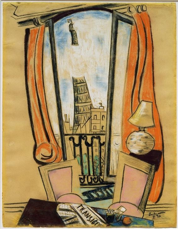 Max Beckmann, Ausblick aus dem Fenster (Eiffelturm) (Kunst,Orte und Reise)
