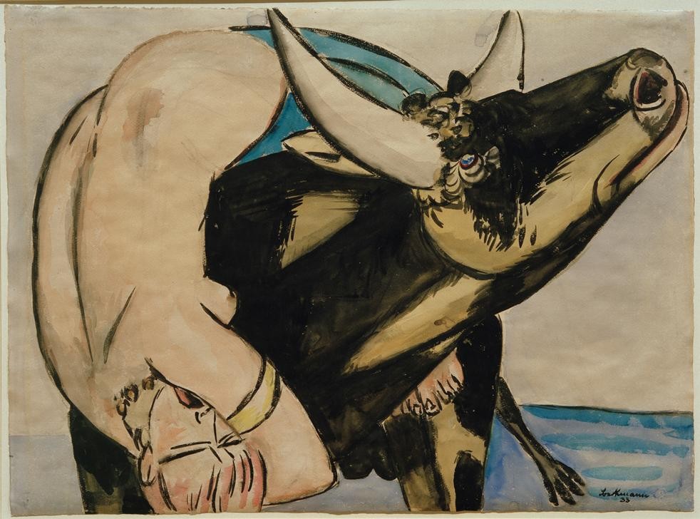 Max Beckmann, Der Raub der Europa (Mythologie, Sagen, Götter,  Zeus, Entführung, Frau, Stier, Europa, Expressionismus, Klassische Moderne, Malerei, Wohnzimmer, Treppenhaus, Wunschgröße, bunt)