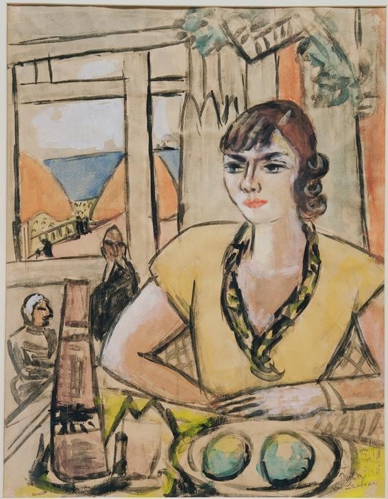Max Beckmann, Porträt Quappi im Strandcafe (Kunst,Persönlichkeiten)
