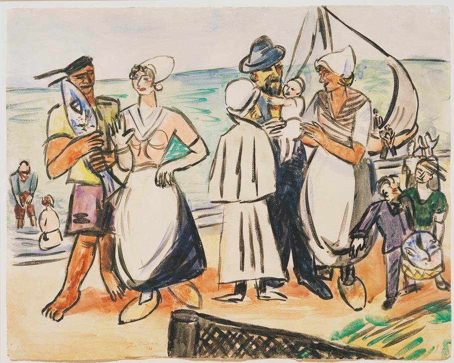 Max Beckmann, Holländische Fischer am Strand (Kunst,Mensch und Gesellschaft,Orte und Reise)